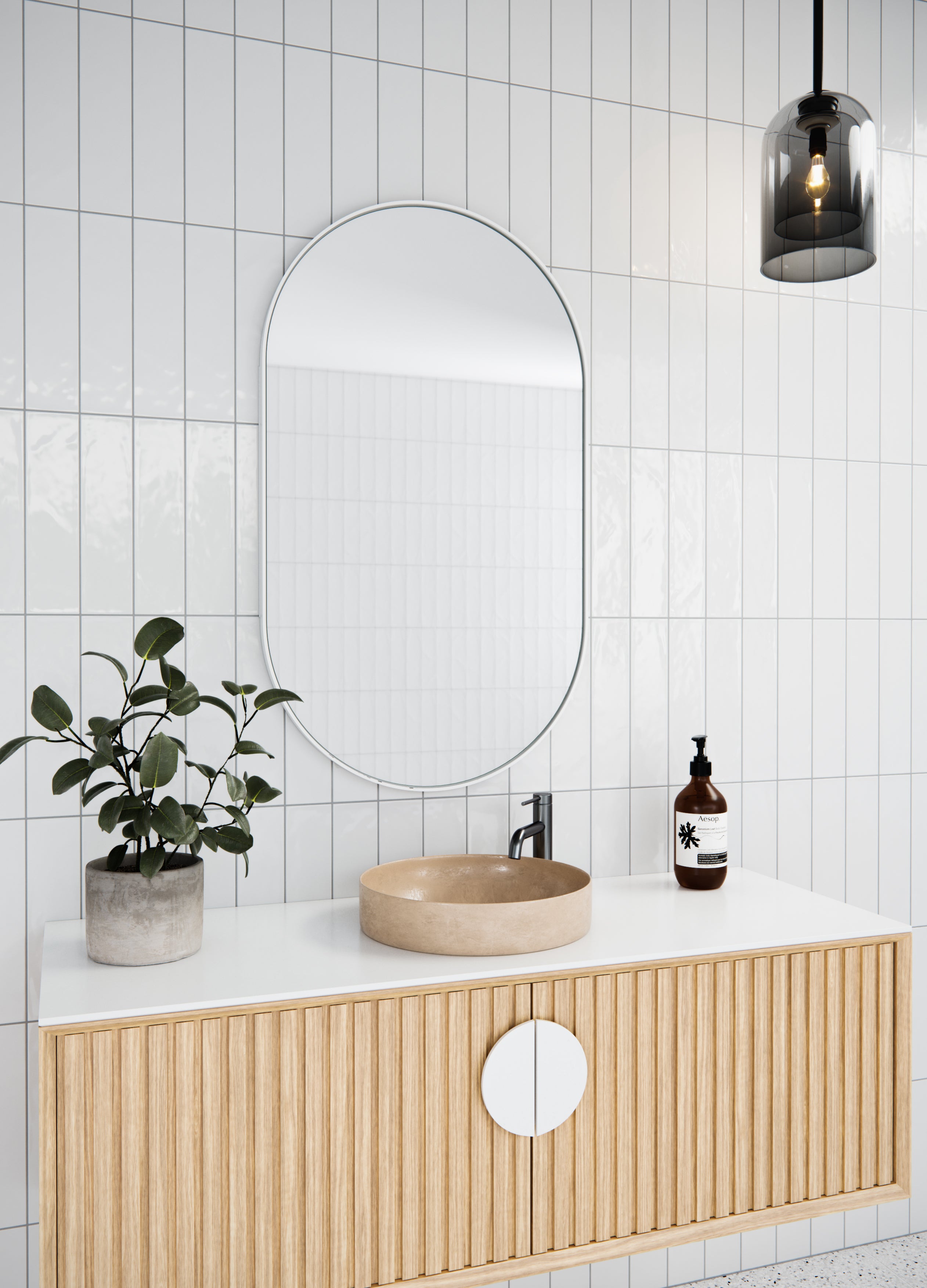 Steel Frame Pill Shape Medicine Cabinet