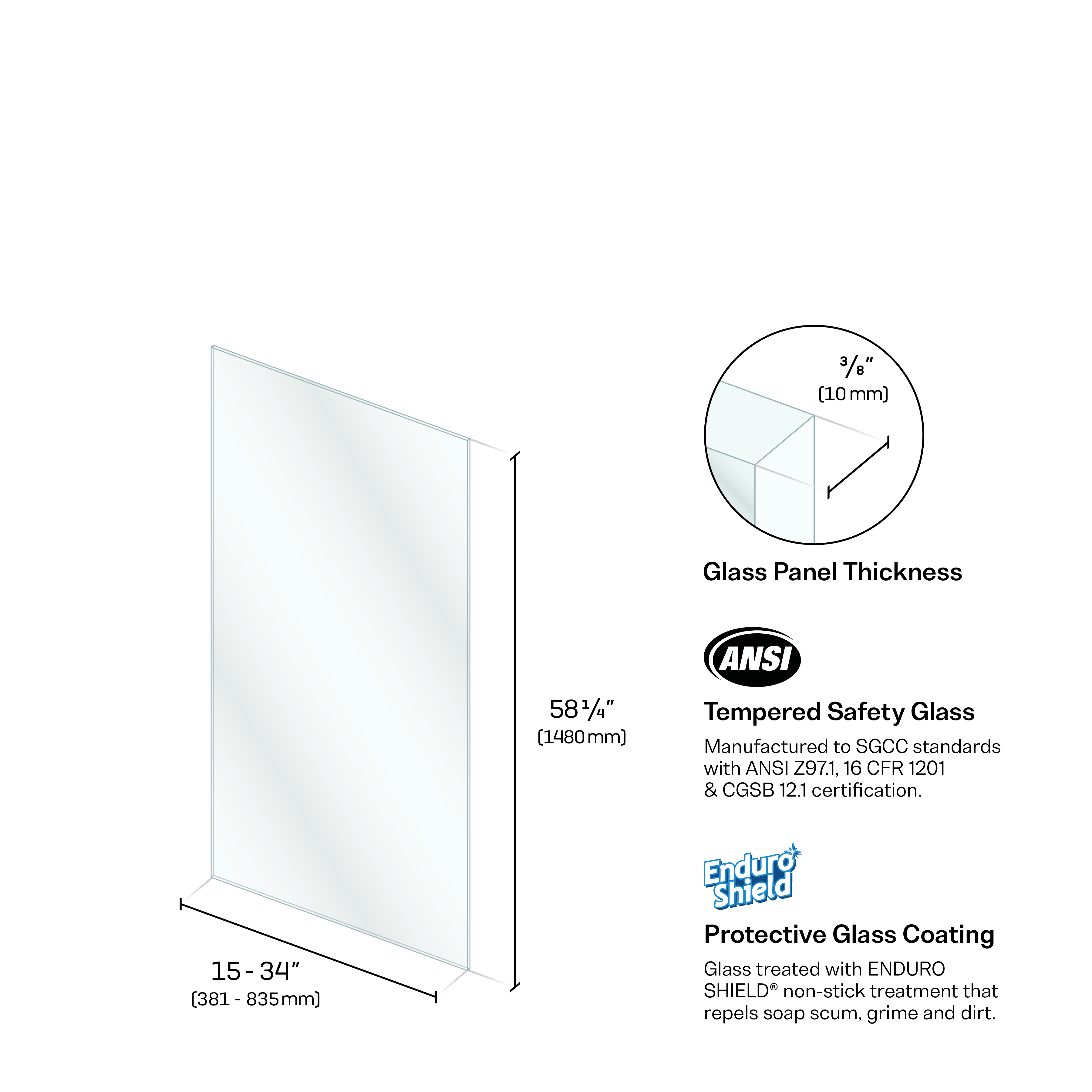 Bathtub Standard Clear Fixed Panel