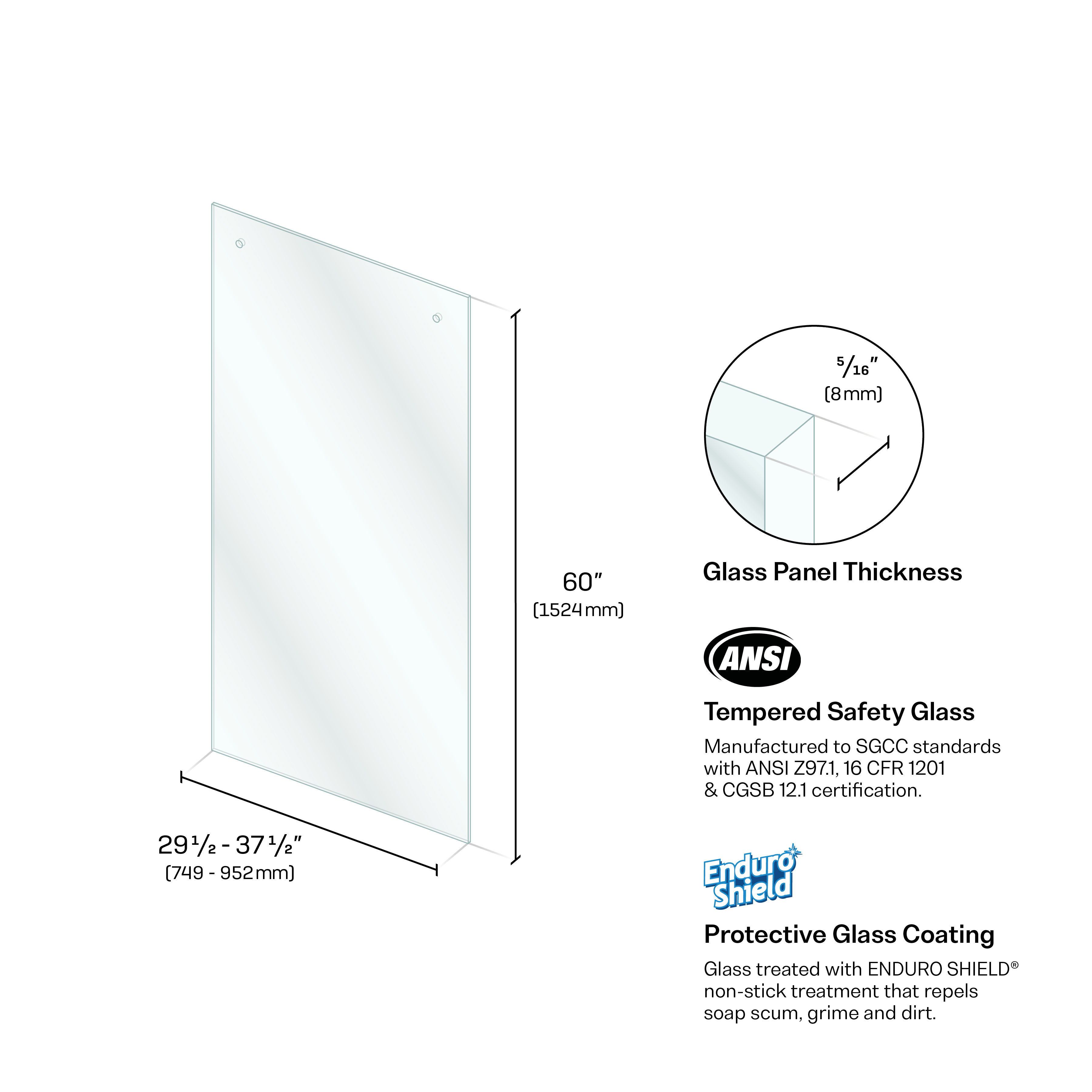 Clear Bathtub Slider Panels for Square Hardware