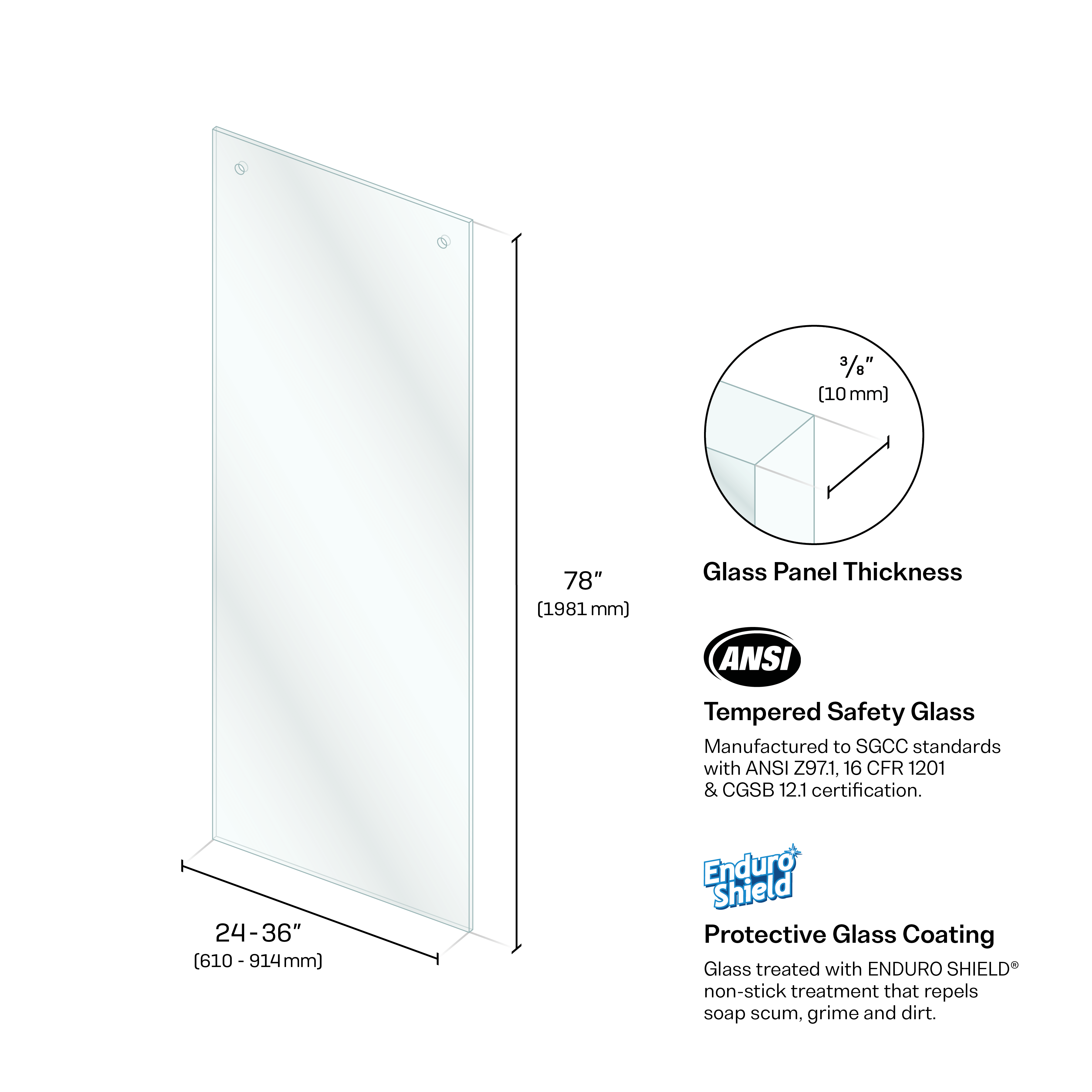 Clear Slider Fixed Panel (Round Hardware)