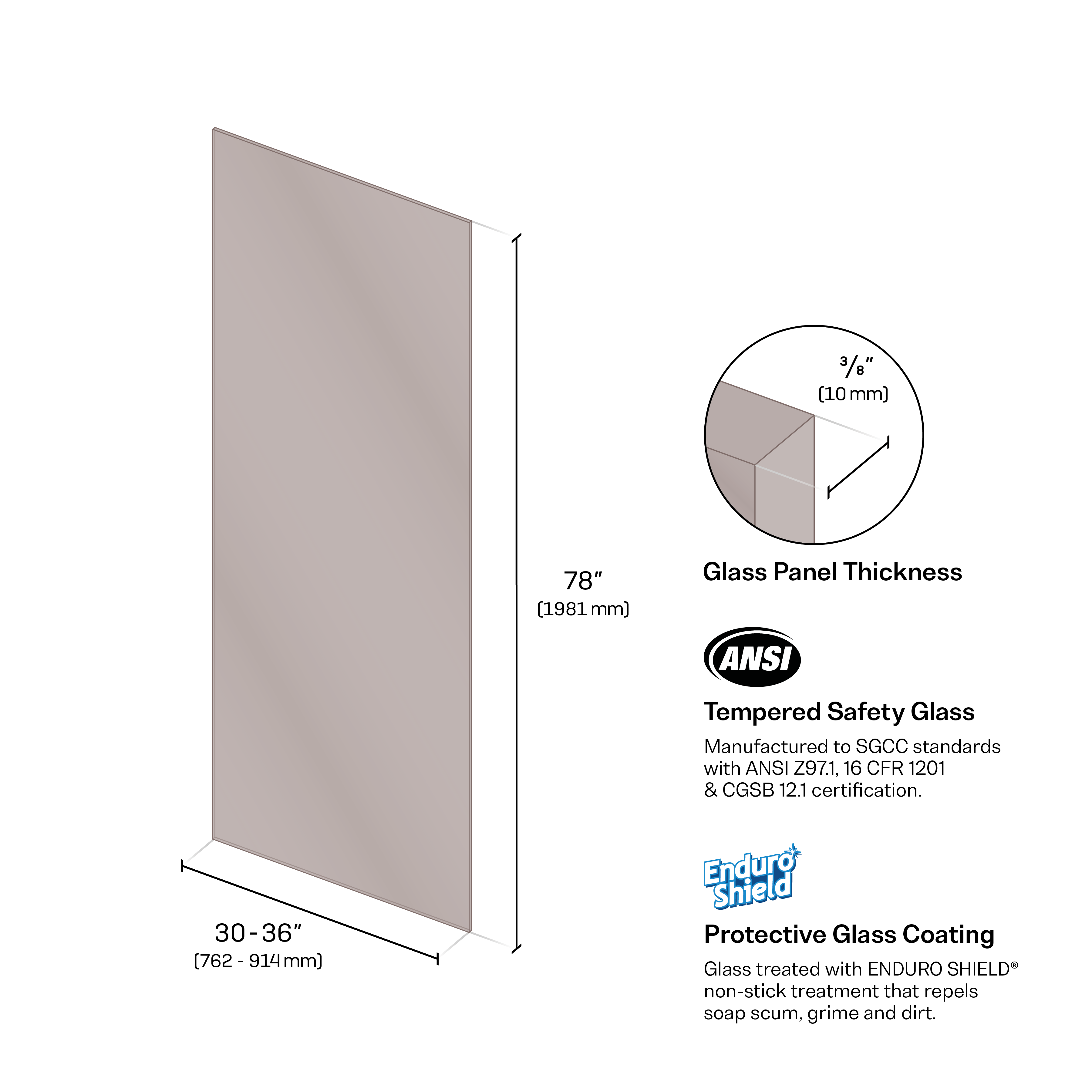 Tinted Shower Fixed Panels