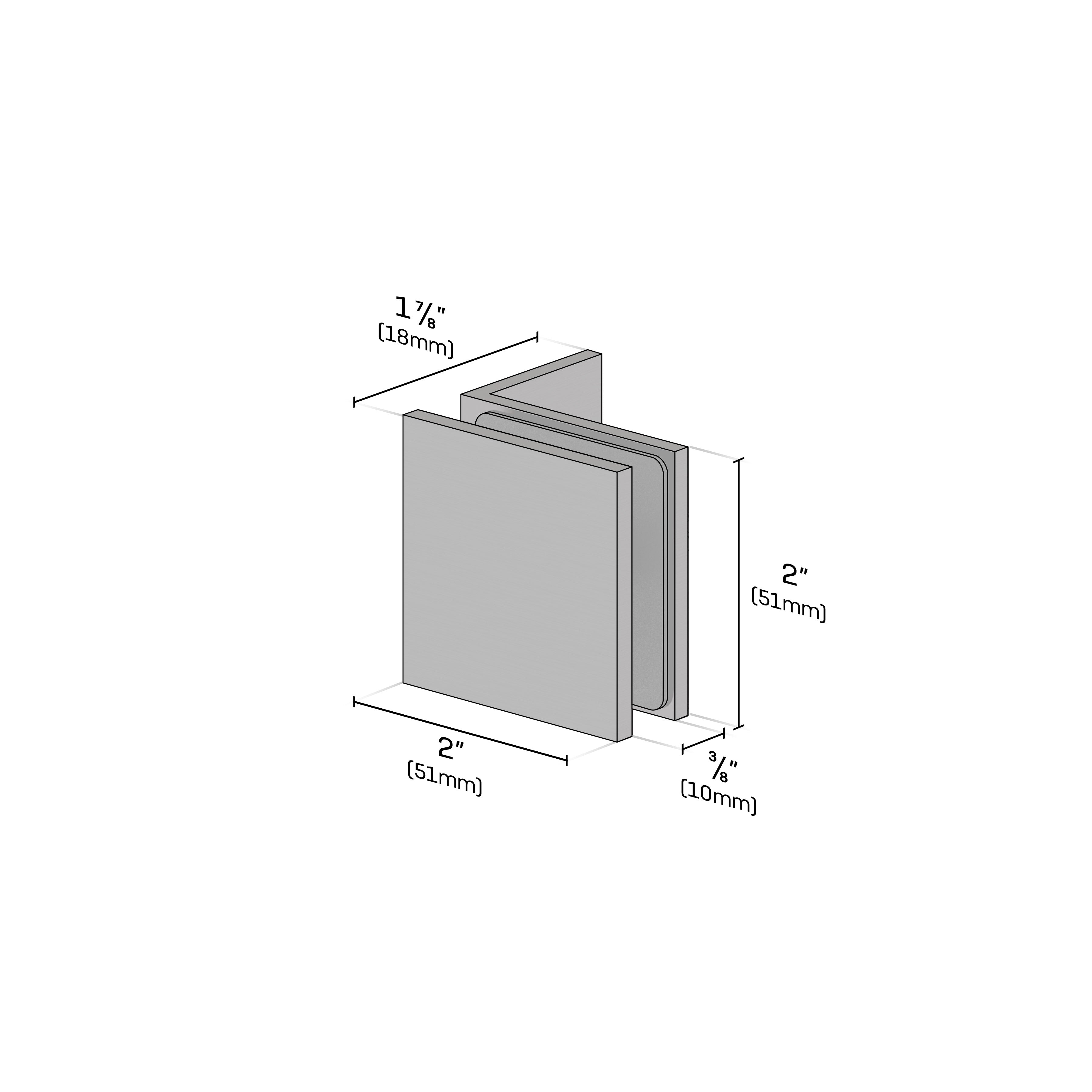 Fixed Panel Square Clip with Small Leg – Future Glass LLC