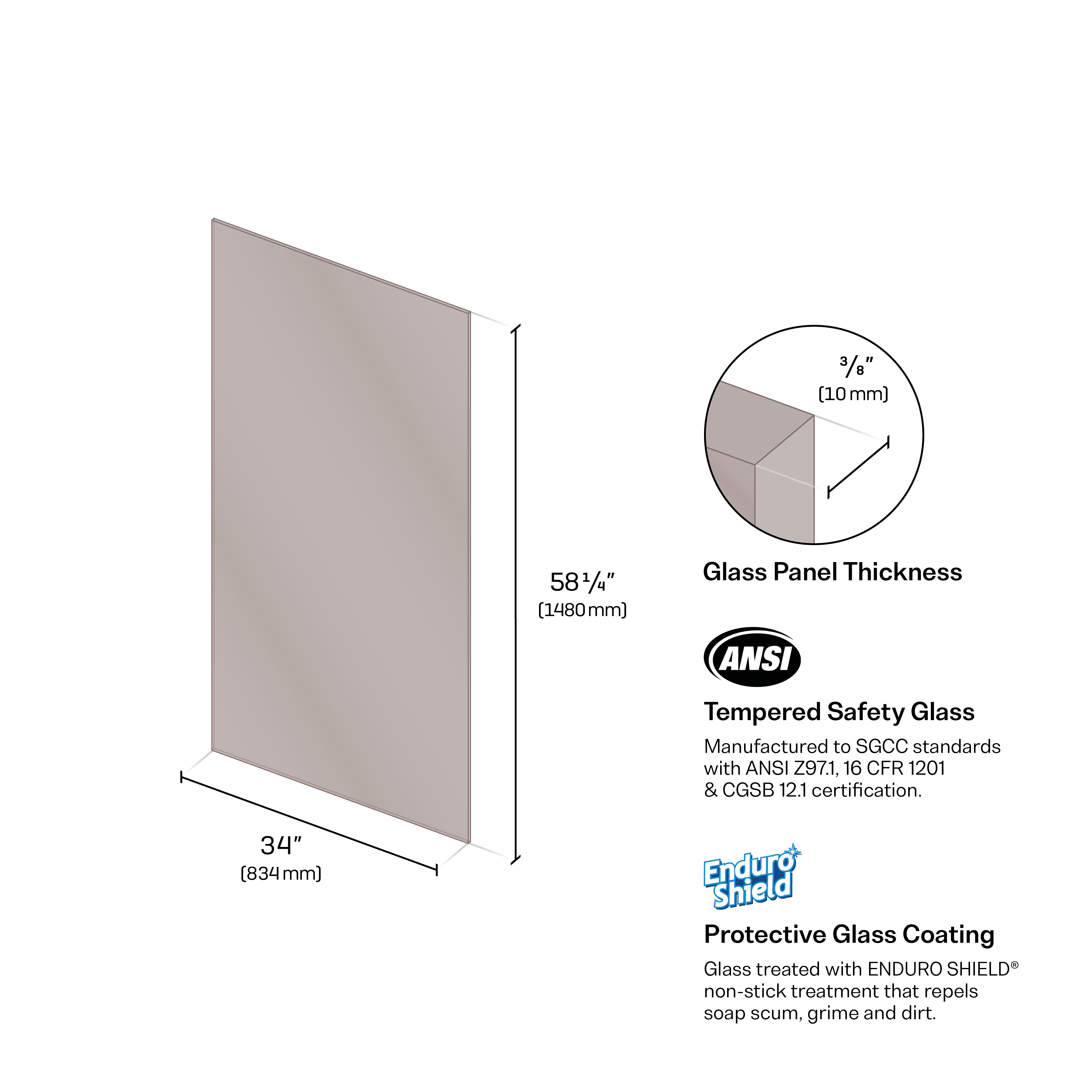 Tinted Bathtub Fixed Panels